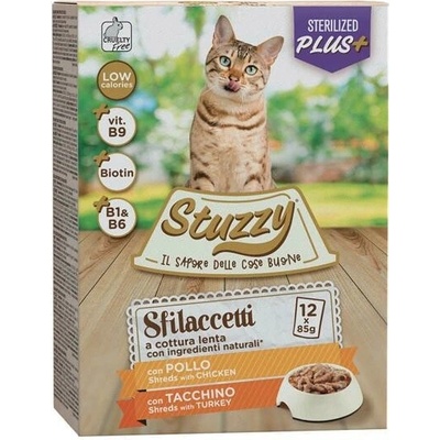 Stuzzy Cat Shreds Multipack Sterilizované sušené kuřecí a krůtí maso 12 x 85 g
