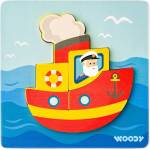 Woodyland Дървен пъзел Woody - Корабче, 5 части (91361) - baby