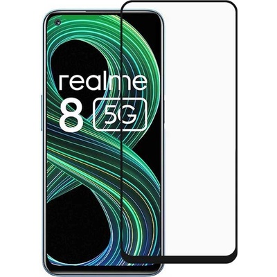 Удароустойчив стъклен протектор за Realme 8 5G - с черна рамка