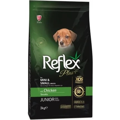 LIDER Reflex Plus Small Breed Puppy - Пълноценна храна за подрастващи кученца от дребни породи с пилешко месо 3 кг, Турция
