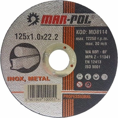 Kotouč řezný na ocel, nerez, 125x1,0x22,2mm MAR-POL M08114