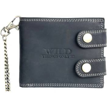 Wild Kožená peněženka s 50 cm dlouhým řetězem a karabinou