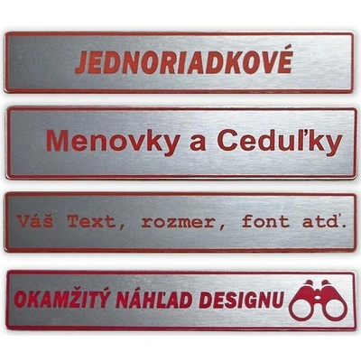 Jmenovky - cedulky na dveře - jeden řádek - červený text