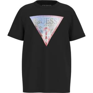 GUESS Черна тениска с рефлектиращо лого с палми за момче Guess