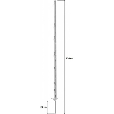 Tyčka - sloupek pro elektrický ohradník, plastová, bílá, 156 cm