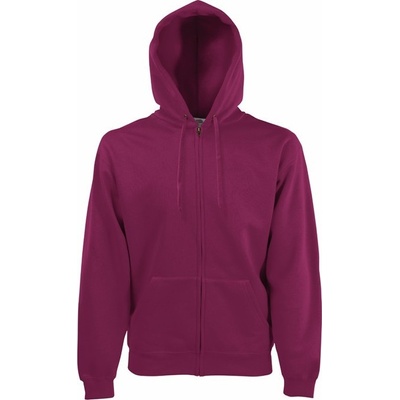 Fruit of the Loom mikina s kapucí a zipem červená vínová