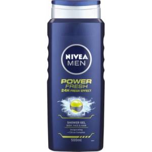 Nivea Men Power Fresh Shower Gel Душ гел за мъже за лице, коса и тяло с ментол 500мл