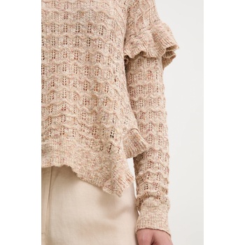 Hoss Intropia Пуловер с лен Hoss Intropia дамски в бежово от лека материя 6389954 (6389954)