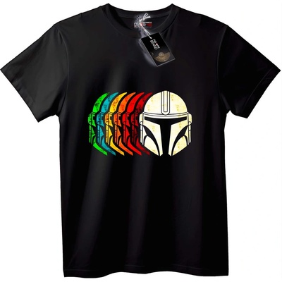 NOONEBRAND Тениска Mandalorian Цветни Шлемове - 2XL, Black