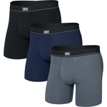 Saxx Мъжко синтетично термобельо Saxx Essential Cotton Boxer Brief Fly 3-Pack Everyday base layer - Black / Turbulence / Maritime (014-2476-0212)