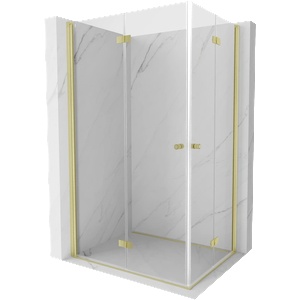 Mexen Mist-F Duo сгъваема душ кабина дясна 75 x 90 см, прозрачна, златна четка - 8A6-075L-090P-55-00 (8A6-075L-090P-55-00)