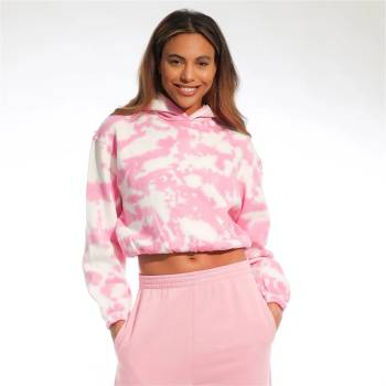 Light and Shade Дамски суичър Light and Shade Tie Dye Cropped Hoodie Ladies - Pink