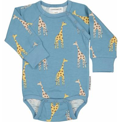Bambusové body detské s dlhým rukávom Geggamoja modré Blue Giraffe