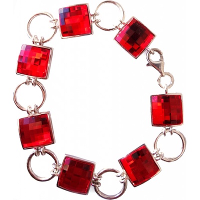 A-B Women's silver bracelet with red Swarovski crystals CS-1985