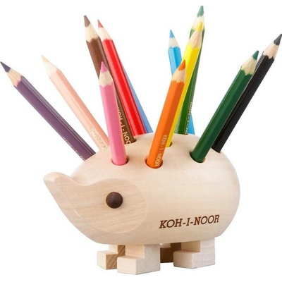 Koh i Noor 9960S dřevěný ježek s pastelkami natur mini 12 ks