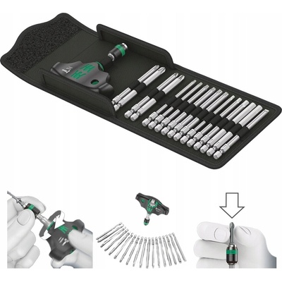 Wera 057470 Šroubovací bity s T-rukojetí Kraftform Kompakt 400 (Sada 17 dílů)