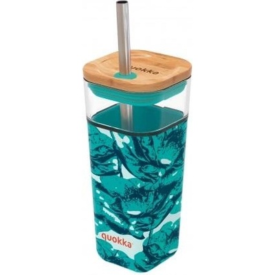 Quokka Cube Sklenený pohár so silikónovým povrchom WATER FLOWERS 40060 540 ml
