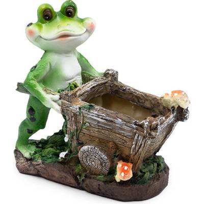 Градинска декорация кашпа жаба с количка 19/16 см (02-23420)