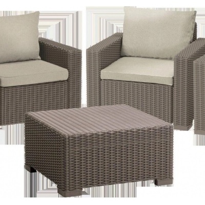 Keter California set stôl + 2 kreslá + dvojsedadlová pohovka Cappuccino