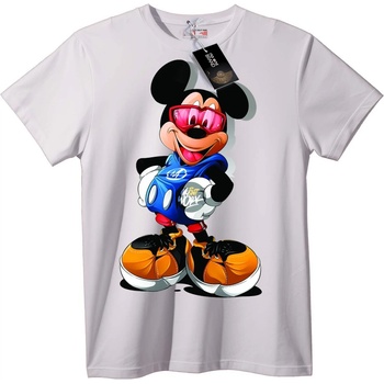 NOONEBRAND Тениска Mickey Mouse готини очила - 2XL, White