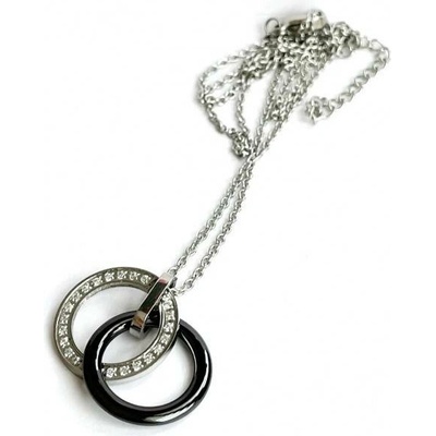 Prosperk Řetízek ocelový s keramickým přívěskem Swarovski černý S0860