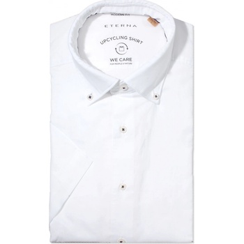 Eterna Modern Fit "Popeline" Upcycling shirt s krátkým rukávem Bílá