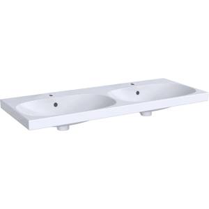 Geberit Acanto - Двойна мивка 120x48 см, 2 отвора за смесители, с преливник, с KeraTect, бяла 500.627. 01.8 (500.627.01.8)