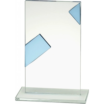 Skleněná plaketa s modrým pruhem 14,5 cm