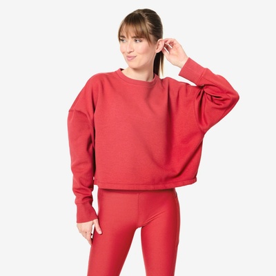 Domyos dámska fitness crop mikina rubínová