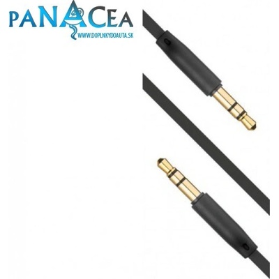Kábel AUX audio plochý FIXED s konektormi 2x3,5 mm jack, čierny