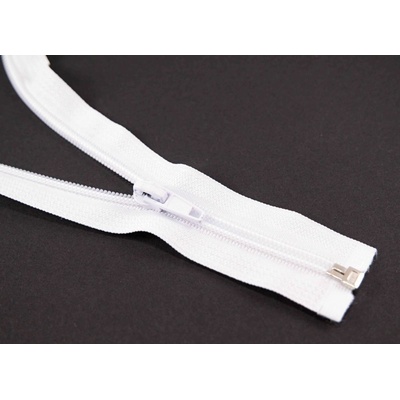 Deliteľné plastové špirálové bundovej zipsy rôzne farby - dĺžka 30 cm - 90 cm 65 cm biela bez ozdoby