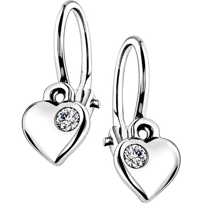 Zlaton Náušnice bílé zlato srdce se zirkony visací 1.2cm 1.3g 001460907243