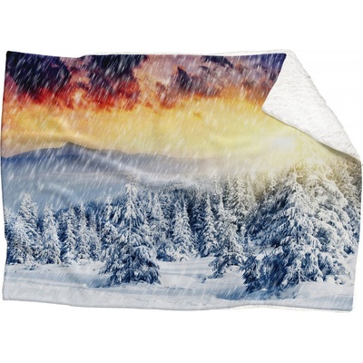 Impar fleece deka Zasněžená krajina Podšití beránkem ANO 150x120