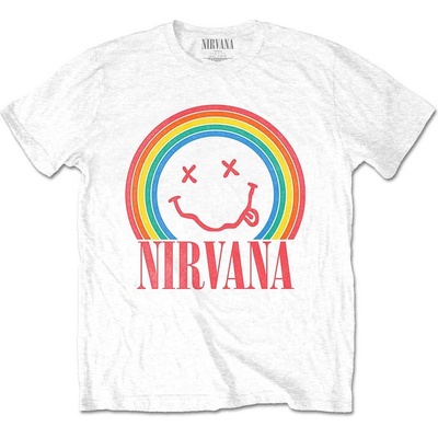 Nirvana tričko Smiley Rainbow biele