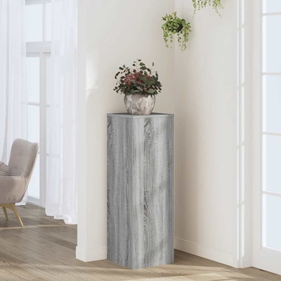 vidaXL Поставка за растения, сив сонома, 33x33x100 см, инженерно дърво (852956)