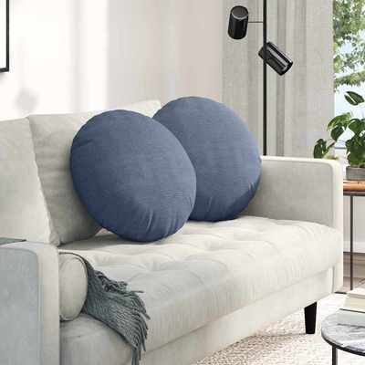 vidaXL Възглавници за седалки 2 pcs Синьо Ø50 x 19 см Кордюрова тъкан (42014189)