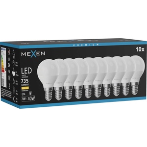 Mexen Nova 10x LED крушка E14, G45, 7W, Топла - 3000K, 735 lm - L101-E14-0730-01x10 (L101-E14-0730-01x10)