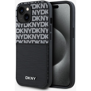 DKNY Заден капак от полиуретанова кожа с повтарящ се модел на джоб за карта за iPhone 14 черен DKNY DKNY | Cheren | МЪЖЕ | UNI