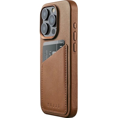 Mujjo Кожен калъф с портфейл Mujjo за iPhone 15 Pro, Dark Tan (CL-040-TN)