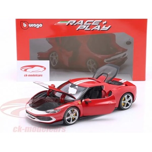 Bburago Количка Ferrari 296 GTB Assetto Fiorano year 2022 red / white 1: 18 (Bburago) (24070)