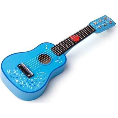 Bigjigs Toys Детска дървена китара Bigjigs, синя (T0056)