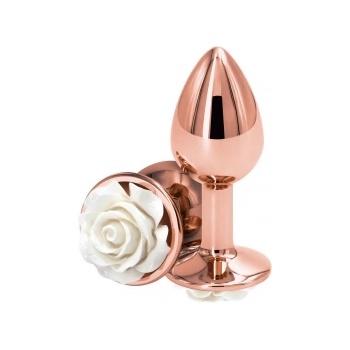 Image 1 of NS Novelties Малък метален анален разширител розово злато с бяла роза Rear Assets S