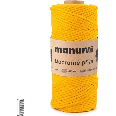 Manumi Macramé příze stáčená 3mm tmavě žlutá - 1 ks