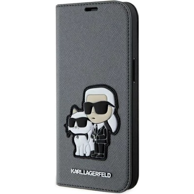 KARL LAGERFELD iPhone 14 6, 1" класьор сребърен Saffiano Karl & Choupette (KLBKP14SSANKCPG)