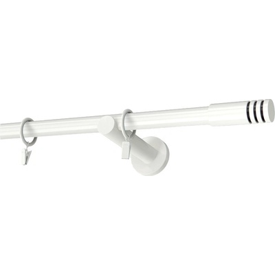 KovovégarnýžeCZ Garnýž Malibu modern 19 mm bílá lesklá Jednořadá 180 cm Bez kroužků
