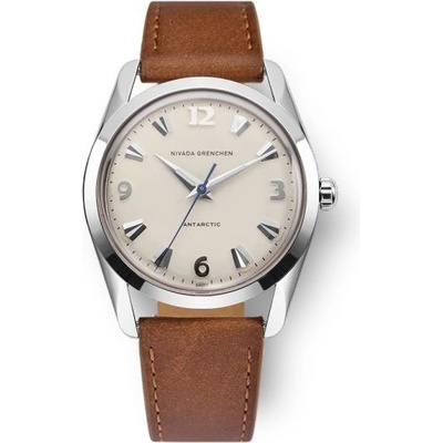 Nivada Grenchen Antarctic 35 mm Eggshell White Luminova Brown Leather