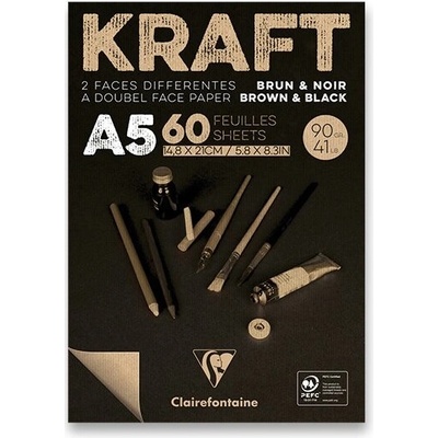 Clairefontaine Blok Brown & Black Kraft A5 60 listů 90 g
