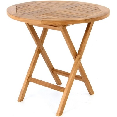 DIVERO kulatý zahradní stolek z týkového dřeva, 80 cm KK-D02211