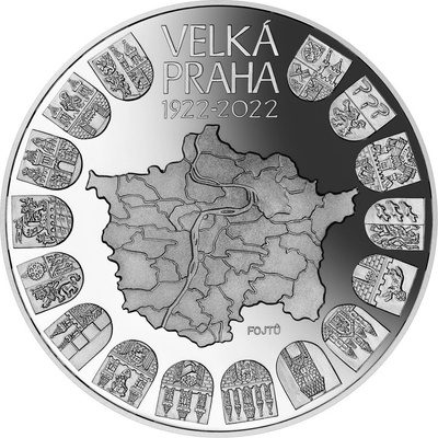 Česká mincovna Stříbrná mince 10000 Kč Založení Velké Prahy 2022 1000 g