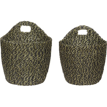 Hübsch Панер Hübsch плетен хартия черно-зелен 2 бр (510901)